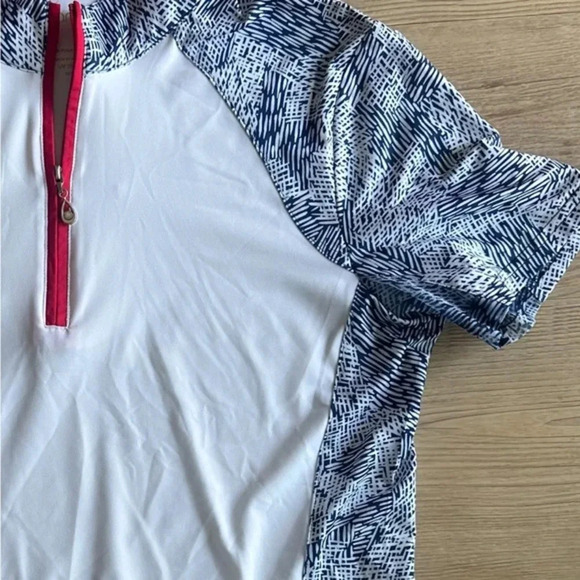 SanSoleil Women's SolCool Short Sleeve Mock Neck UPF golf Shirt Size Medium - Picture 5 of 7